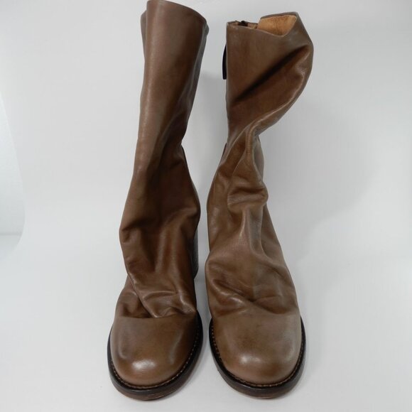 FREE PEOPLE Elle Block Heel Slouch Boots Size 39.5 9.5 Taupe Brown Leather NEW - Picture 5 of 14